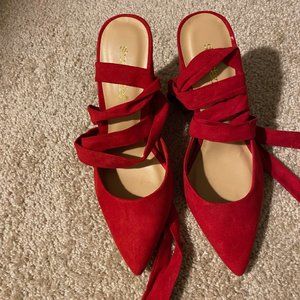 Red lace up heels